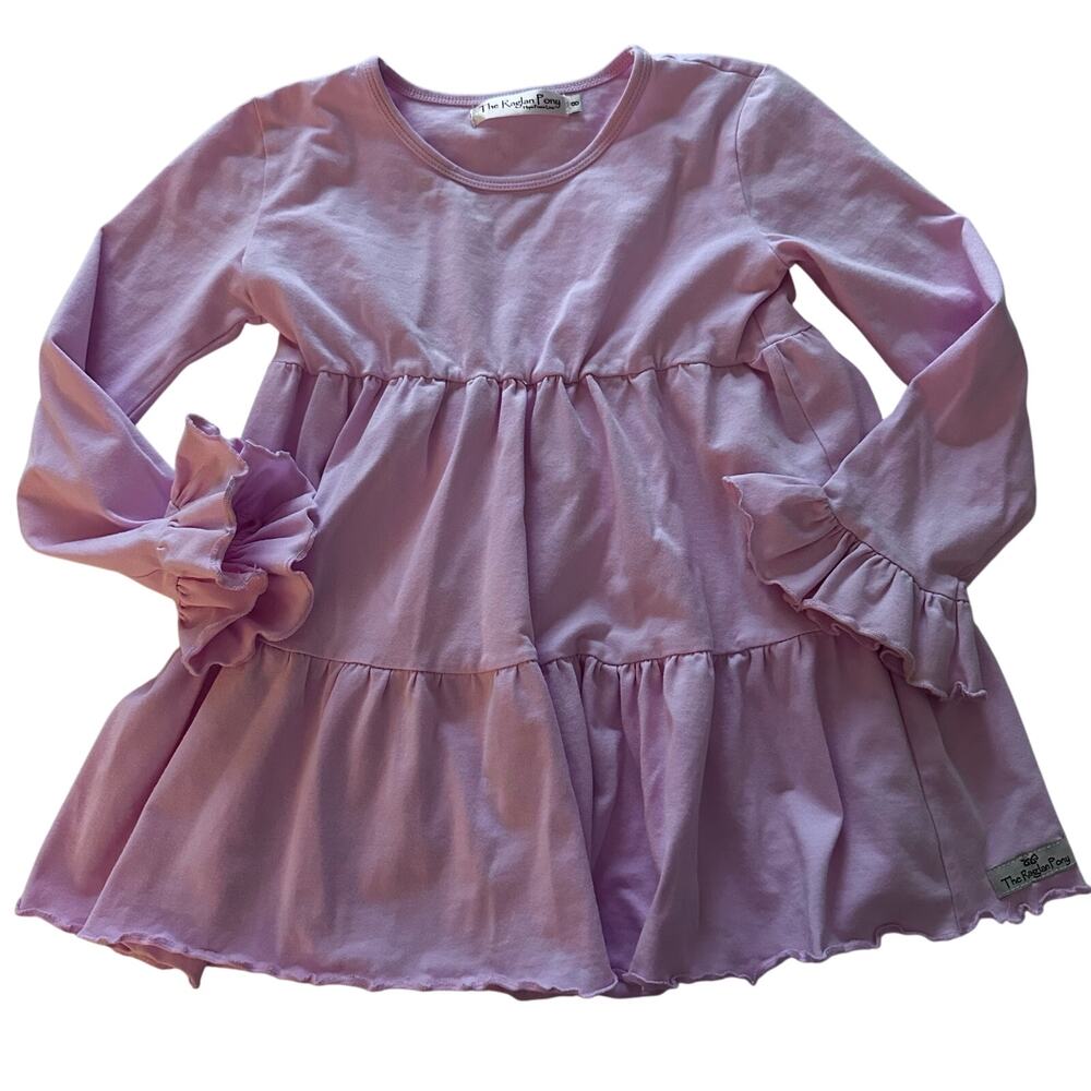 Raglan Pony Pink Tiered Long Sleeve Dress - Size 8